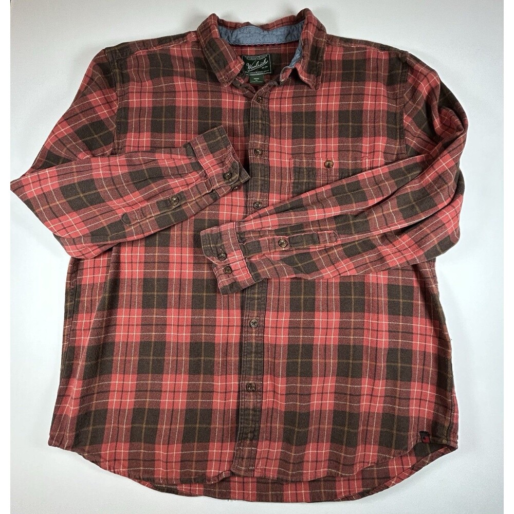 Vintage Woolrich Flannel Shirt Mens XL Red Plaid Long Sleeve Button Down Cabin